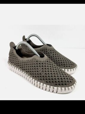 Ilse Jacobsen Gray Perforated Slip-On Sneakers Size 39